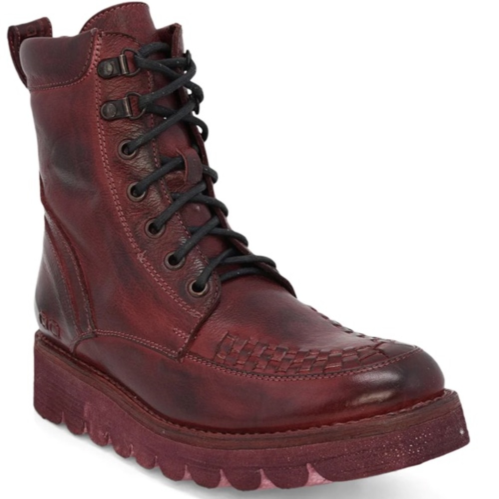 BED STU Boots RARE MERLOT ELISHA II Leather Moto Red Burgundy Black Size 7.5 - Picture 13 of 14
